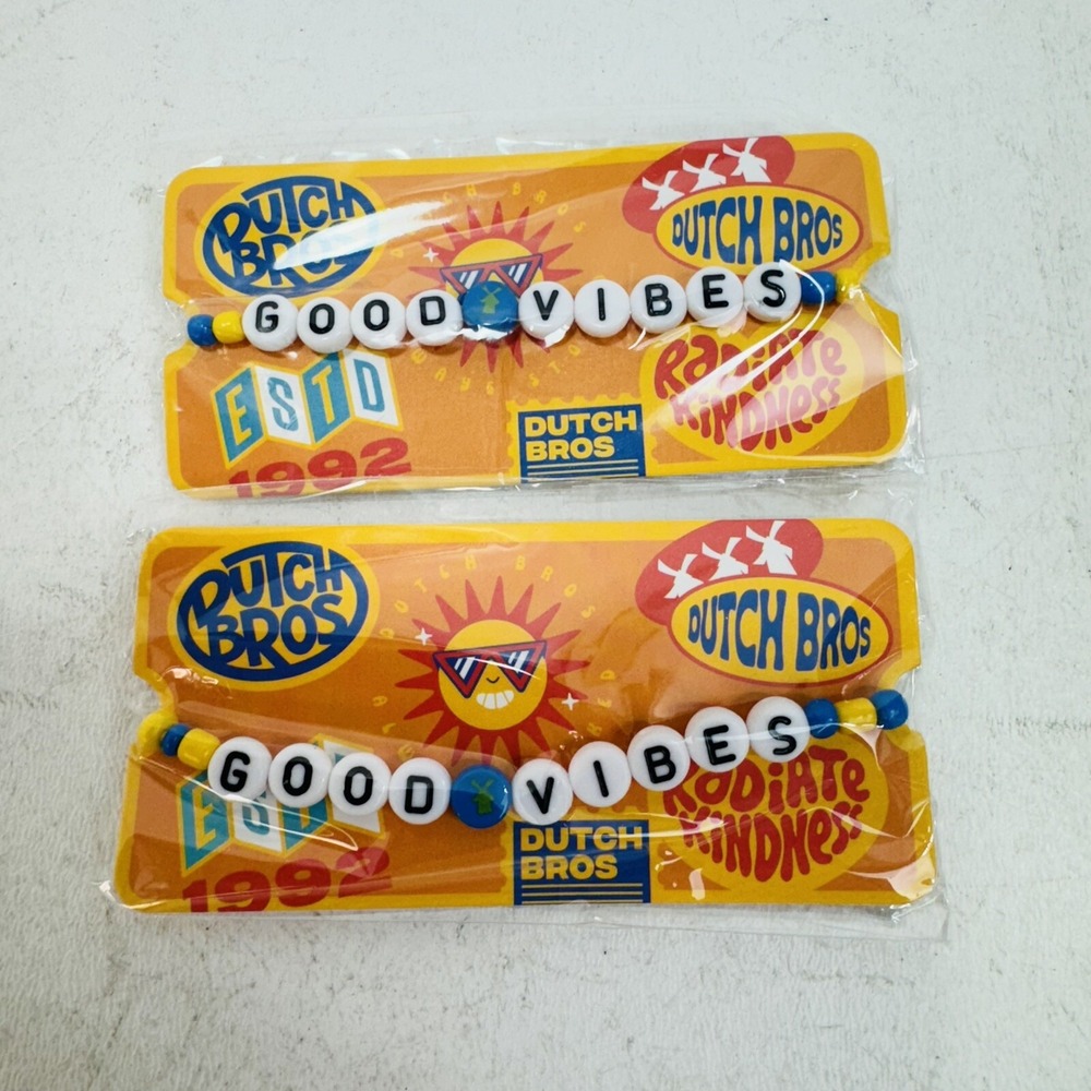 2 Pack - Dutch Bros Coffee "Good Vibes" Friendship Bracelet NEW